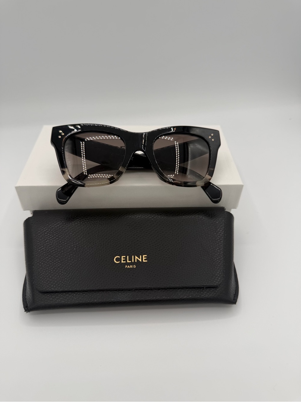 Celine CL4004IN Black Tortoise Oversized Cat Eye Sunglasses
